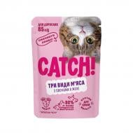 Корм вологий для котів Catch з трьома видами м'яса та овочами в желе 85 г