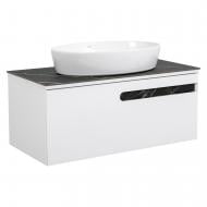 Тумба подвесная Aqua Rodos OSTIN (белый мат) со столешницей керамогранит Namibia Black 100 см и умывальником One67 см