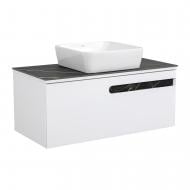 Тумба підвісна Aqua Rodos OSTIN (білий мат) зі стільницею керамограніт Namibia Black 100 см та умивальником One 46x46 см Тумба підвісна Aqua Rodos OSTIN (білий мат) зі стільницею керамограніт Namibia Black 100 см та умивальником One 46x46 см