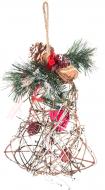 Декорация новогодняя Звонок из лозы и хвои заснеженный 21 см W2014303