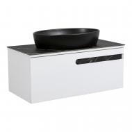 Тумба подвесная Aqua Rodos OSTIN (белый мат) со столешницей керамогранит Namibia Black 100 см и умывальником One 67 см черный Тумба подвесная Aqua Rodos OSTIN (белый мат) со столешницей керамогранит Namibia Black 100 см и умывальником One 67 см черный