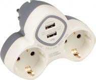 Двійник ECOНОМЕ Ornat тип С + 2 USB Type A із заземленням 2 гн. білий ECO019001019