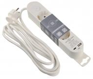 Подовжувач побутовий ECOНОМЕ Ornat USB+Type C із заземленням 3 гн. білий 3 м ECO019001002