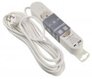Подовжувач побутовий ECOНОМЕ Ornat USB+Type C із заземленням 3 гн. білий 5 м ECO019001003