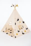 Вігвам Збирайко дитячий 130х130х200 см, чорний кіт на бежевом