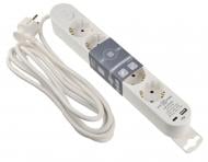 Подовжувач побутовий ECOНОМЕ Ornat USB+Type C із заземленням 5 гн. білий 3 м ECO019001008