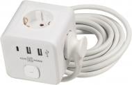 Подовжувач ECOНОМЕ Ornat 2 USB+1 Type C із заземленням 3 гн. білий 3 м ECO019001015