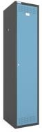 Шафа для одягу (локери) Меткас 400/1-1D 1800х400х500 мм стінки 9005RAL(антрацит) фасади 5024RAL(блакитний)