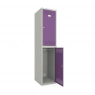 Шкаф для одежды (локеры) Меткас 400/1-2 1800х400х500 мм стенки 7038RAL (серый) фасады 4005RAL (сиреневый)