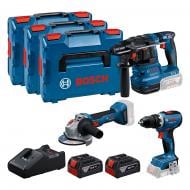 Набор инструментов Bosch Professional GSR 18V-65 + GBH 18V-22 + GWS 18V-8, 2 x GBA 5,0Ah, GAL 18V-40, 3xL-BOXX 0615A5009G