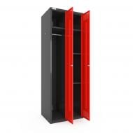 Шкаф для одежды (локеры) Меткас двойная 300/2-2U,1800х600х500 мм, стенки 9005RAL(антрацит), фасады 3020RAL(красный)