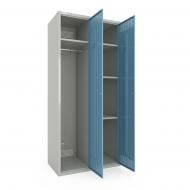 Шкаф для одежды (локеры) Меткас двойная 400/2-2U,1800х800х500 мм, стенки 7038RAL(серый), фасады 5024RAL(голубой)
