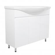 Тумба напольная Aqua Rodos LEO белый глянец с корзиной для белья та умывальником LILA 100 см