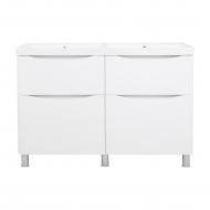 Тумба напольная Aqua Rodos VISTA белый глянец с умывальником Bar двойная чаша 120 см