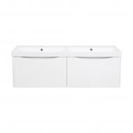 Тумба подвесная Aqua Rodos VISTA белый глянец с умывальником Bar двойная чаша 120 см