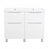 Тумба напольная Aqua Rodos VISTA белый глянец с умывальником Bar двойная чаша 100 см