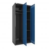 Шкаф для одежды (локеры) Меткас двойная 400/2-2U,1800х800х500 мм, стенки 9005RAL(антрацит), фасады 5005RAL(синий)