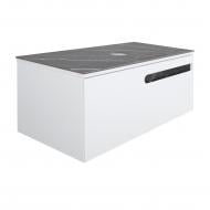 Тумба под умывальник Aqua Rodos OSTIN белый мат со столешницей керамогранит Namibia Black 90 см