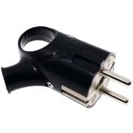 Вилка электрическая угловая Quantum QM-9P17 с кольцом с заземлением 220В 16А IP20 ABS-пластик черный