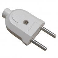 Вилка електрична Quantum QM-В-00010 пласка без заземлення 220В 6А IP20 ABS-пластик білий