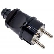 Вилка кабельная прямая Quantum QM-9P11 с заземлением 220В 16А IP20 ABS-пластик черный