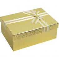 Коробка подарочная Соніліка фактурная золотая с бантом 21x14x8см 1103442422