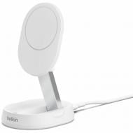 Беспроводное зарядное устройство Belkin 15 Вт Magnetic Stand Qi2 адаптер 20 Вт USB-C White