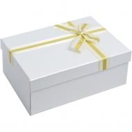 Коробка подарочная Соніліка фактурная белая с бантом 19x12x6.5см 1103461561