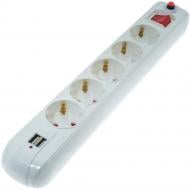 Колодка Quantum 2-USB, захист CP/SP3 біла із заземленням 5 гн. з вимикачем QM-9F50300