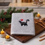 Полотенце махровое с вышивкой Christmas Cat 50x90 см серый La Nuit