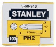 Насадка Stanley викруткова "Philips" PH2 х 25 мм HEX ¼ 100 шт. 3-68-946