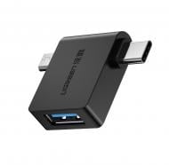 Адаптер UGREEN 2 in 1 Adapter microUSB Male + USB Type-C Male to USB 3.0 Female OTG черный (30453)