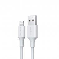 Кабель UGREEN US155 USB 2.0 Male to Lightning Male Cable Nickel Plating ABS Shell 2.4A 1 м білий (20728)