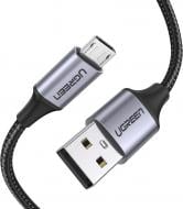 Кабель UGREEN US290 USB 2.0 to Micro Cable Nickel Plating Aluminum Braid 2A 0,25 м черный (60144)