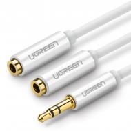 Кабель UGREEN AV123 3.5mm Stereo Audio Splitter Cable with Braid 0,2 м білий (10780)