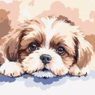 Картина по номерам Strateg Милый щенок 20х20 см HH8033