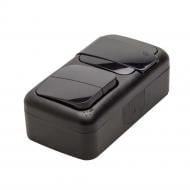 Розетка + выключатель одноклавишный Viko Palmiye внешний без подсветки черный 90555181