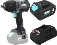 Гайковерт акумуляторний LION BW2-20BL-400NM з акумулятором і зарядним пристроєм 400 Нм