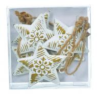 Набор новогоднего декора Звезда 6 шт. 8 см бело-золотистый M-793385