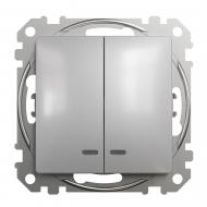 Выключатель двухклавишный Schneider Electric Sedna Design с подсветкой алюминий SDD113105L Выключатель двухклавишный Schneider Electric Sedna Design с подсветкой алюминий SDD113105L