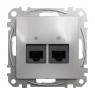 Розетка компьютерная двойная компьютерная Schneider Electric Sedna Design RJ45 CAT5E UTP IP20 алюминий SDD113452