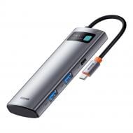 USB-хаб BASEUS Metal Gleam Series 7-in-1 (2xUSB3.0 + 4KHD + Type-C + Type-C PD+ TF + SD) Grey (WKWG020113)