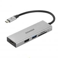 USB-хаб Essager Fanghe 5 in1 USB-C port HDMI 1.4, USB 2.0, USB 3.0, SD, TF Grey (EHBC05-FH0G-P)