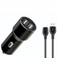 Автомобильное зарядное устройство Xo TZ09 Car Charger Set Type-C Black (6920680873500)