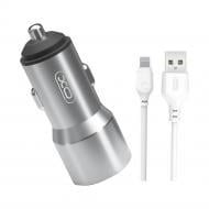 Автомобильное зарядное устройство Xo TZ09 Car Charger Set Lighting Gray (6920680873517)