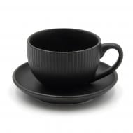 Чашка с блюдцами Milika Decagon Black 250 мл M0430-CHB250-2B
