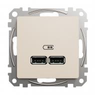 Розетка USB двойная с заземлением Schneider Electric Sedna Design тип A + A без крышки бежевый SDD112401