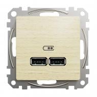 Розетка USB USB Schneider Electric Sedna Elements тип A + A 2,1A IP20 дерево светлое SDD180401