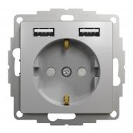Розетка + USB із заземленням Schneider Electric Sedna Design зі шторками без кришки алюміній SDD113052