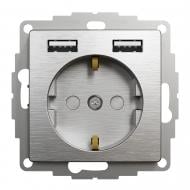 Розетка побутова + USB с заземлением Schneider Electric Sedna Elements IP20 алюминий матированный SDD170052